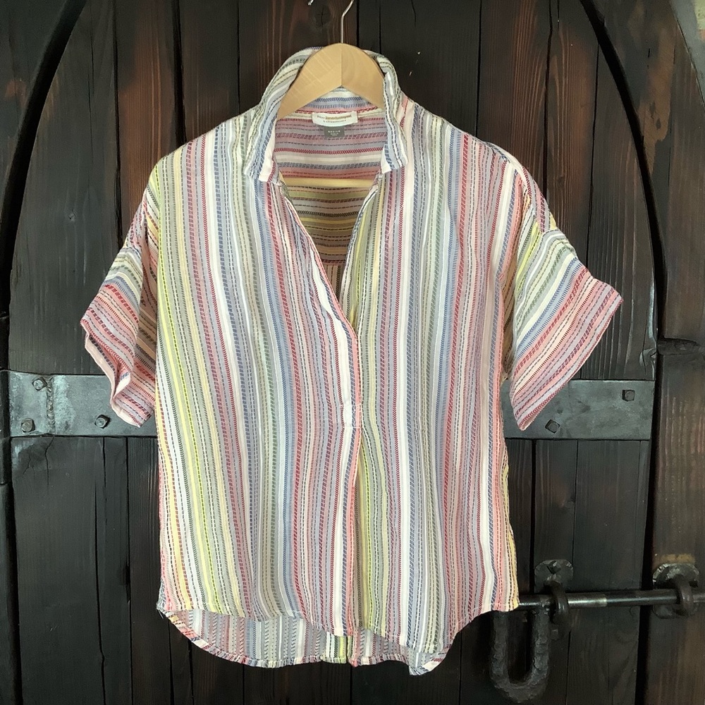 Anthropolgie Button back striped top M
